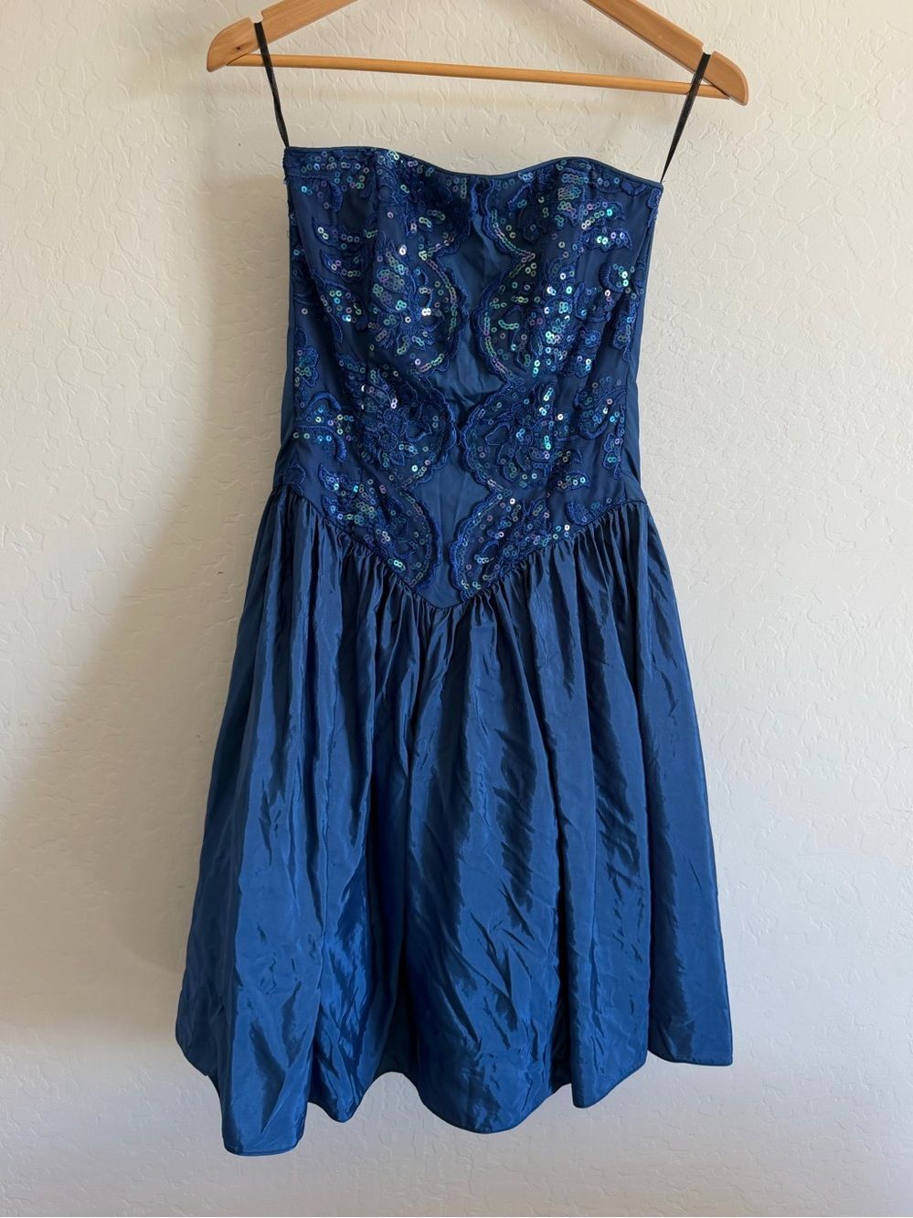 VTG 80s Gunne Sax Jessica McClintock Blue Sequin Strapless Party Dress 11/12